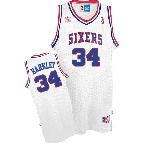 Mens Adidas Philadelphia 76ers 34 Charles Barkley Swingman White Throwback NBA Jersey